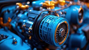 Close-up futuristic engine components photo
