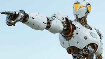 Advanced futuristic robot pointing photo