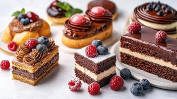 Assorted chocolate desserts with berries photo