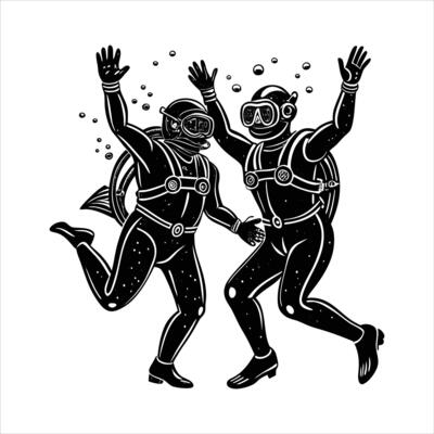 two divers high fiving underwater
