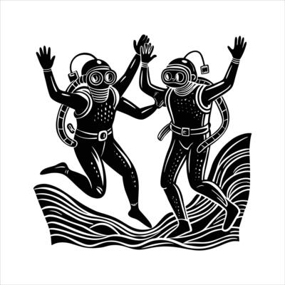 two divers high fiving
