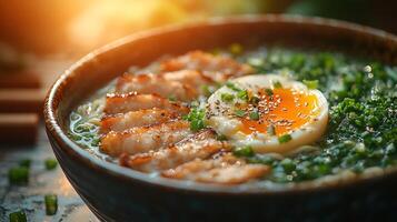 Delicious Bowl of Ramen and egg photo