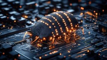 Cybersecurity threat on circuit board photo