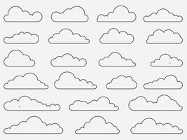 Cloud line shape, graphic clouds outline, cloudy line simple vector