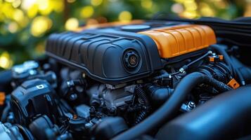 Close-up of a modern car engine photo
