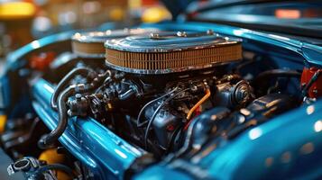 Classic car engines bay photo