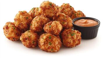 Crispy, golden-brown, bite-sized balls, likely a side dish photo
