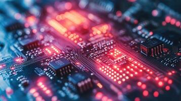 Close-up of glowing circuit board photo