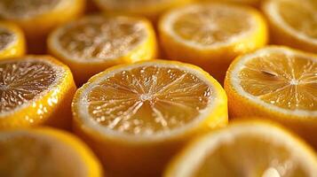 Close-up of many lemon halves photo