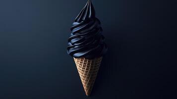 Dark, decadent ice cream cone isolated photo