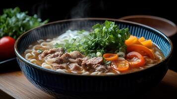 Aromatic beef noodle soup photo