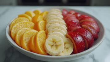 Colorful sliced fruit platter photo