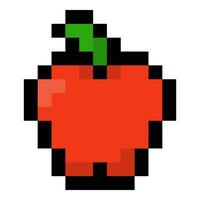 Red pixel apple emoji isolated on white background vector