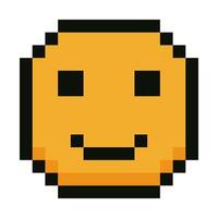 Pixel Art Smiling Emoji Face isolated on white background vector
