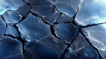 Cracked icy surface reveals intricate textures under soft illumination, perfect for design, eco themes, and mockup backgrounds. Ideal for creative projects. photo
