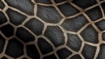 Close-up view of a giraffe's unique skin texture, showcasing the intricate patterns and earthy tones. This natural backdrop highlights the beauty of wildlife. photo