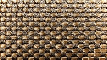 Close-up view of a woven fabric showcasing an intricate design with eco-friendly textures ideal for mockup presentations. Emphasizes free space for added content. photo