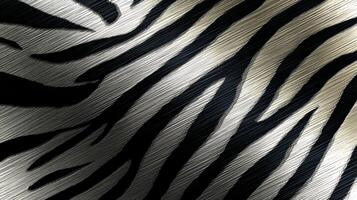 Detailed representation of zebra skin texture with bold black and silver stripes, perfect for design or mockup applications in eco-friendly projects. photo