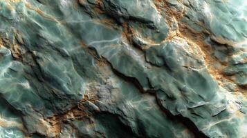 Close-up view of a textured rock surface showcasing shades of green and brown. Perfect for eco-friendly design projects needing a natural backdrop. photo