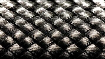 Close-up view of a woven texture displaying detailed patterns and soft shadows. photo
