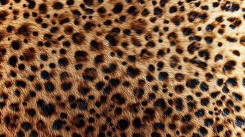 Leopard skin displays a striking array of spots and textures, revealing the elegance and complexity of animal patterns. The warm tones create a captivating backdrop. photo