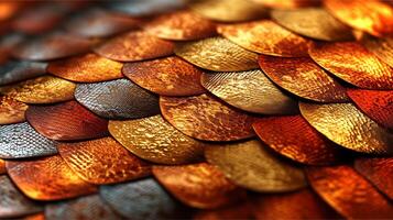 Richly textured scales in hues of brown, gold, and copper create a striking eco-inspired backdrop suitable for various design projects. photo