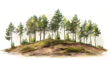 In a serene outdoor setting, hands prepare soil for planting tree saplings, focusing on reforestation and promoting ecological balance and sustainability. photo