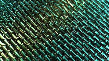 A vibrant green textured background features an intricate woven design, offering a stylish backdrop for diverse creative projects and presentations. photo