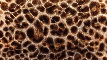 Detailed close-up of giraffe skin texture featuring a unique pattern of brown spots on a tan background, ideal for design inspiration and eco-themed projects. photo