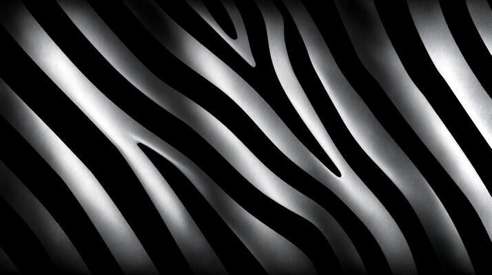 Striking black and white zebra skin texture displays unique patterns, providing a stylish backdrop for various creative projects. Perfect for eco-focused themes.
