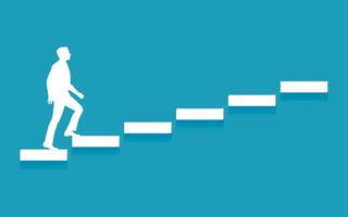 Man climbs the career ladder. Career concept background vector