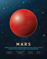 Mars Planet in Space with Lights. Cosmos Background vector