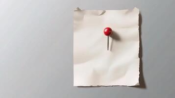 A red pin on a piece of paper photo