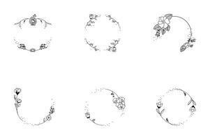 A set of floral elements offers diverse botanical illustrations and patterns for vintage design decoration vector