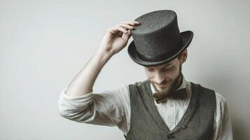 A man in a top hat and vest photo