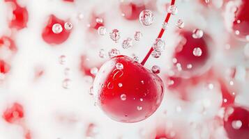 A cherry with water droplets photo