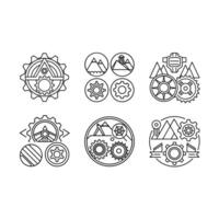 Gear and Grit Icons Industrial, Mechanical, and Engineering Symbol Set vector