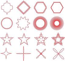 Collection of abstract geometric shapes and line patterns set vector