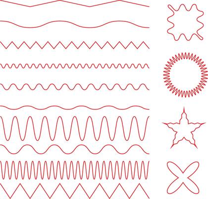 Collection of abstract geometric shapes and line patterns