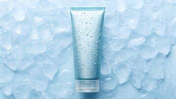 Cosmetic Tube on Ice Cooling Effect Mockup Product Display photo