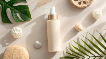 Cosmetic Bottle with Natural Elements Product Display photo