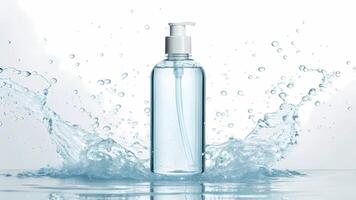 Dispenser Bottle with Water Splashing Around, Clean Aesthetic photo