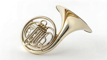 French Horn Instrument Isolated on White Background photo