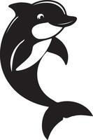 A black and white dolphin on a white background vector