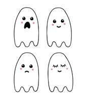 Set bundle of hand drawn doodle sketch ghost isolated on white background vector