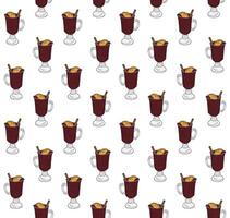 Seamless pattern of hand drawn doodle sketch mulled wine glass isolated vector