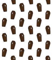 Seamless pattern of hand drawn doodle sketch coffin isolated on white background vector