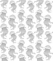 Pattern of doodle sketch jelly fish isolated on white background vector