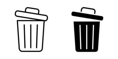Trash Can icon set. bin sign. for mobile concept and web design. illustration on white background vector