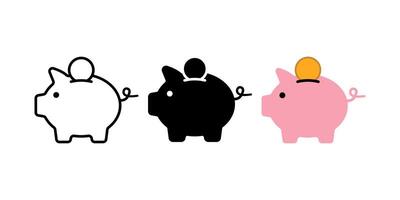 Set of Piggy bank icons. for mobile concept and web design. illustration on white background vector